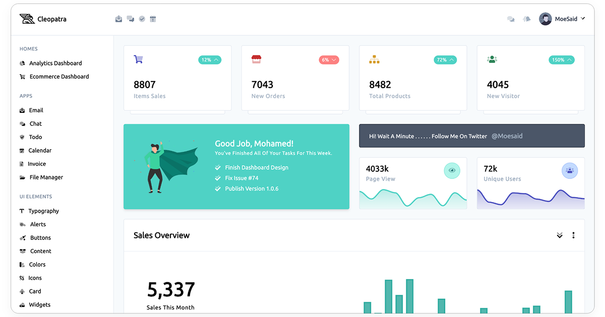 Cleopatra - Tailwind Admin Template