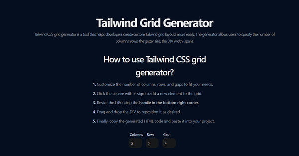 Tailwindgen - Tailwind Grid Generator