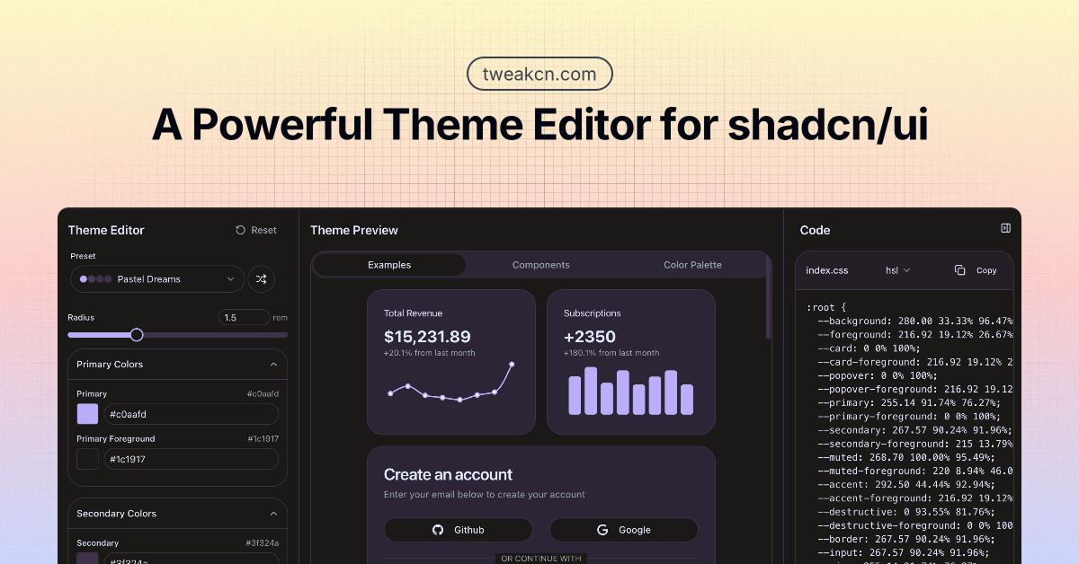 Tweakcn - Shadcn Theme Editor